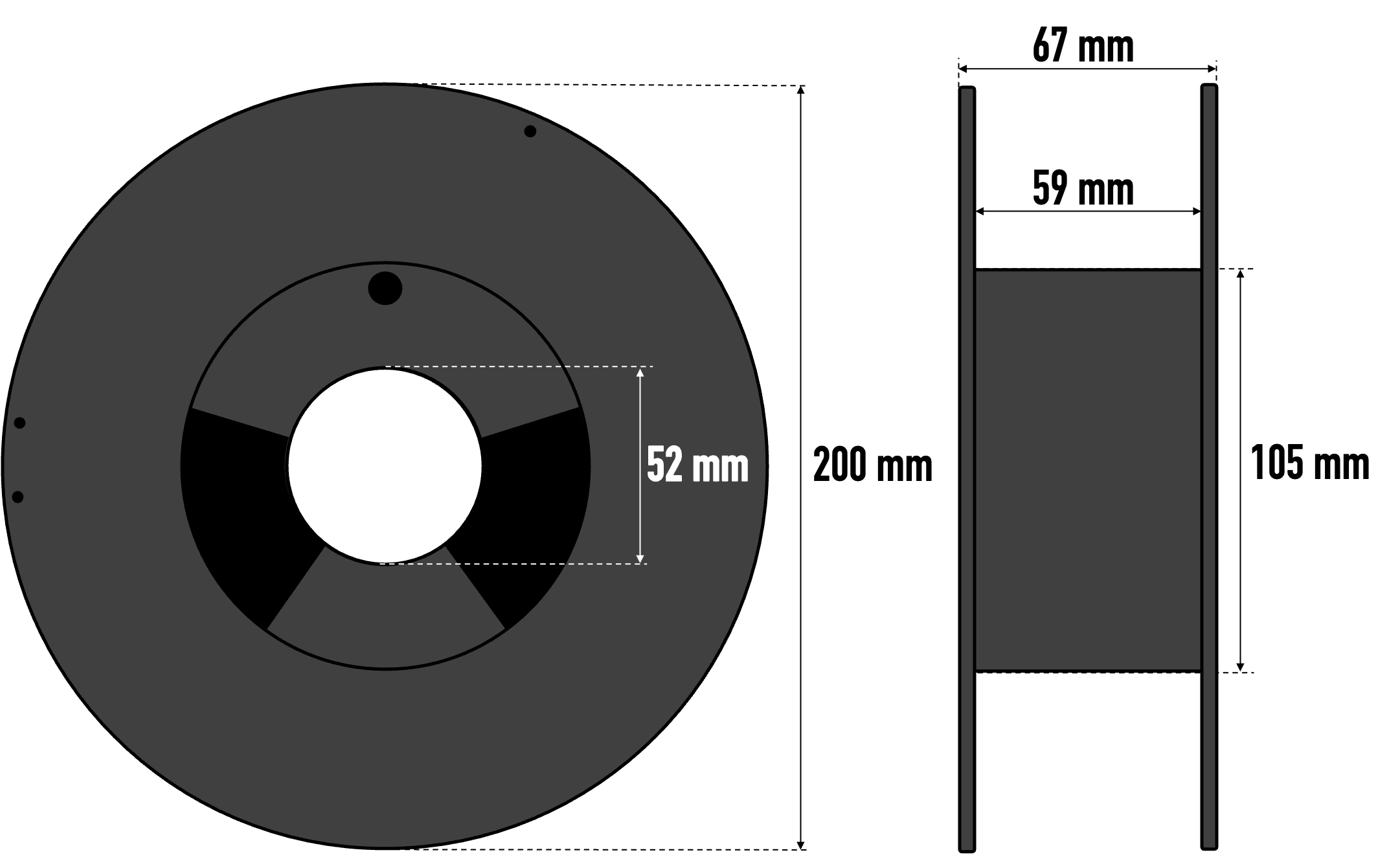 Maße einer 1-kg-Spule
