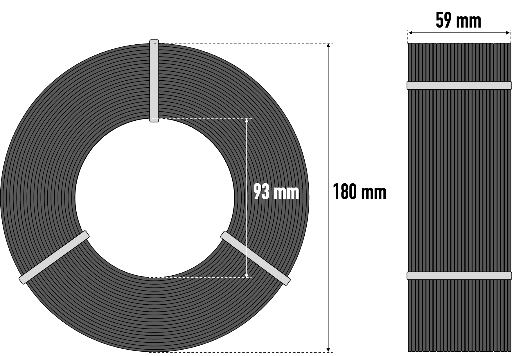 Maße einer 1-kg-Spule