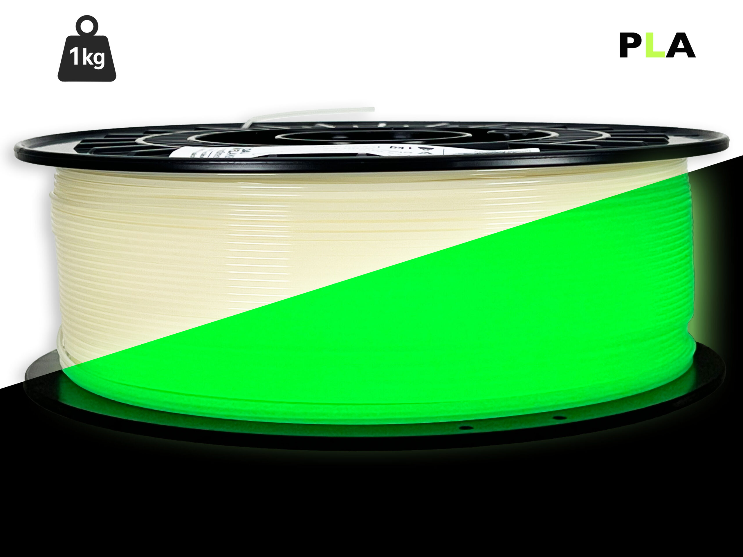 PLA Filament - 1,75 mm - Glow-Grün V2 - 1 kg – Bild 1