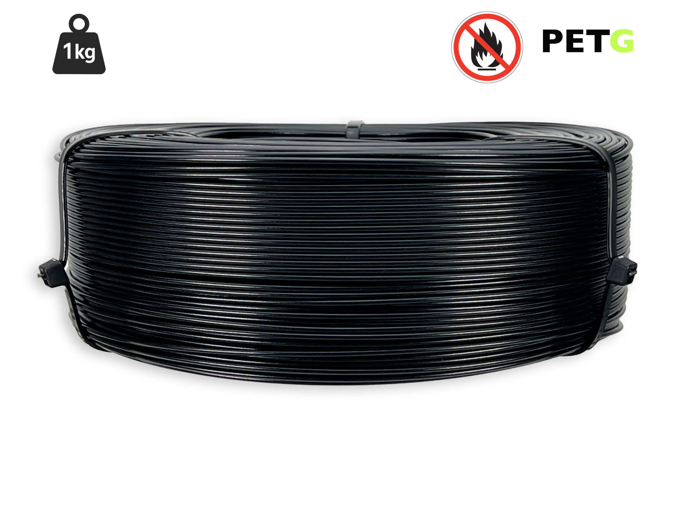 PETG Filament - 1,75 mm - Flammschutz Schwarz - 1 kg Refill – Bild 1