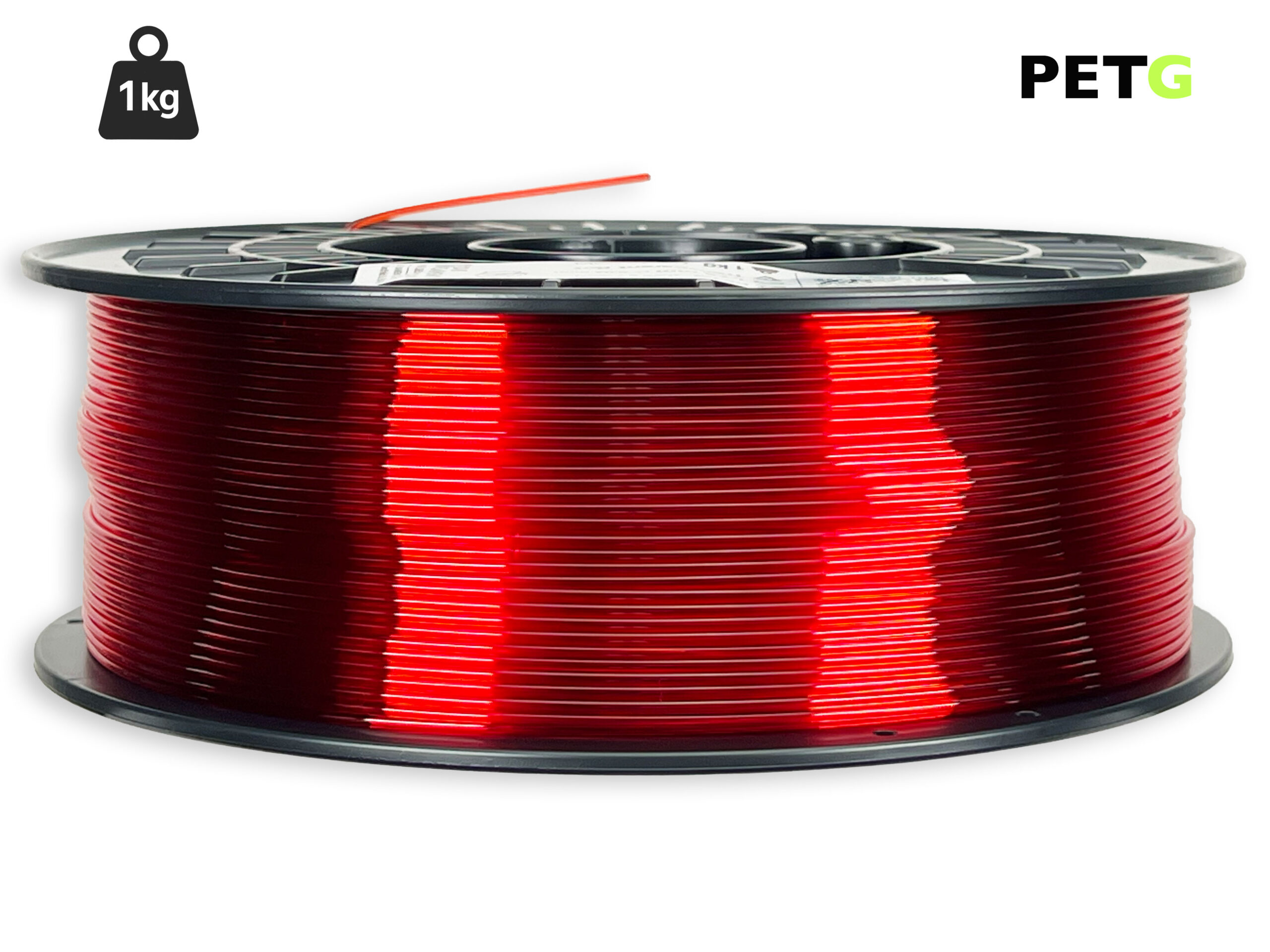 PETG Filament - 1,75 mm - Transparent Rot - 1 kg – Bild 1