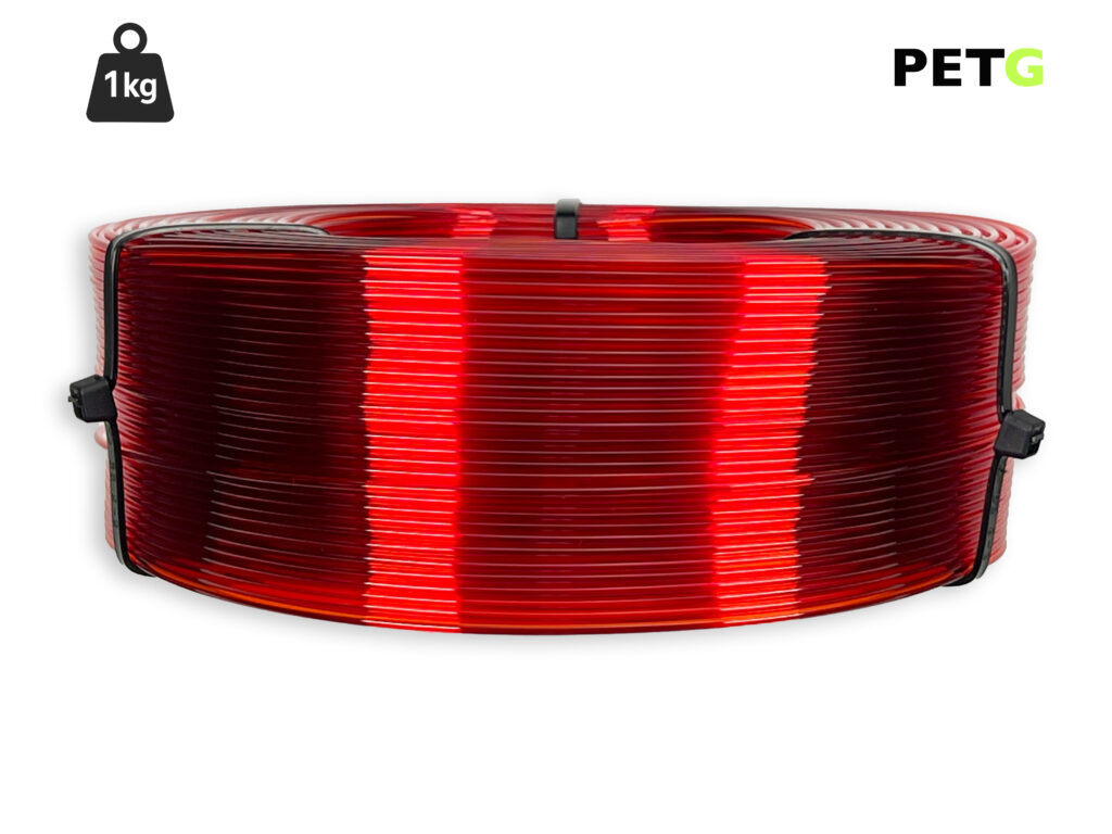 PETG Filament - 1,75 mm - Transparent Rot - 1 kg Refill