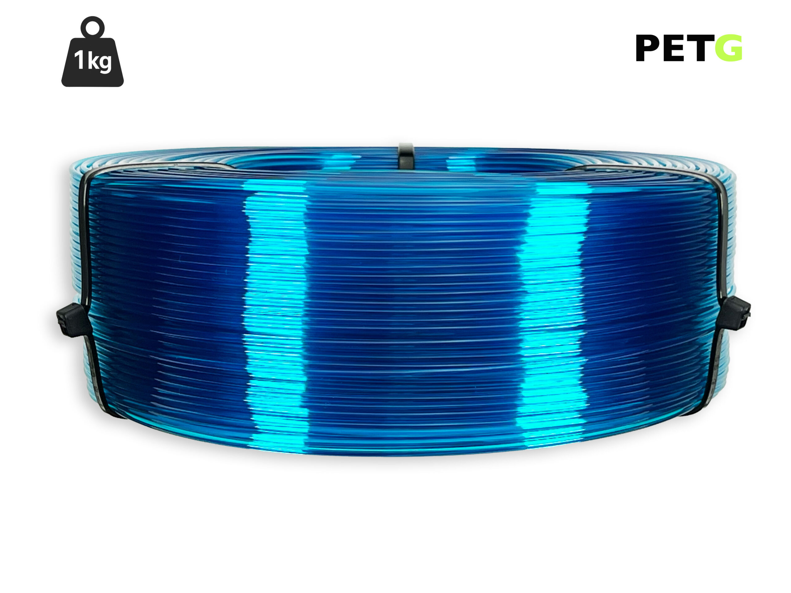 PETG Filament - 1,75 mm - Transparent Blau - 1 kg Refill – Bild 1